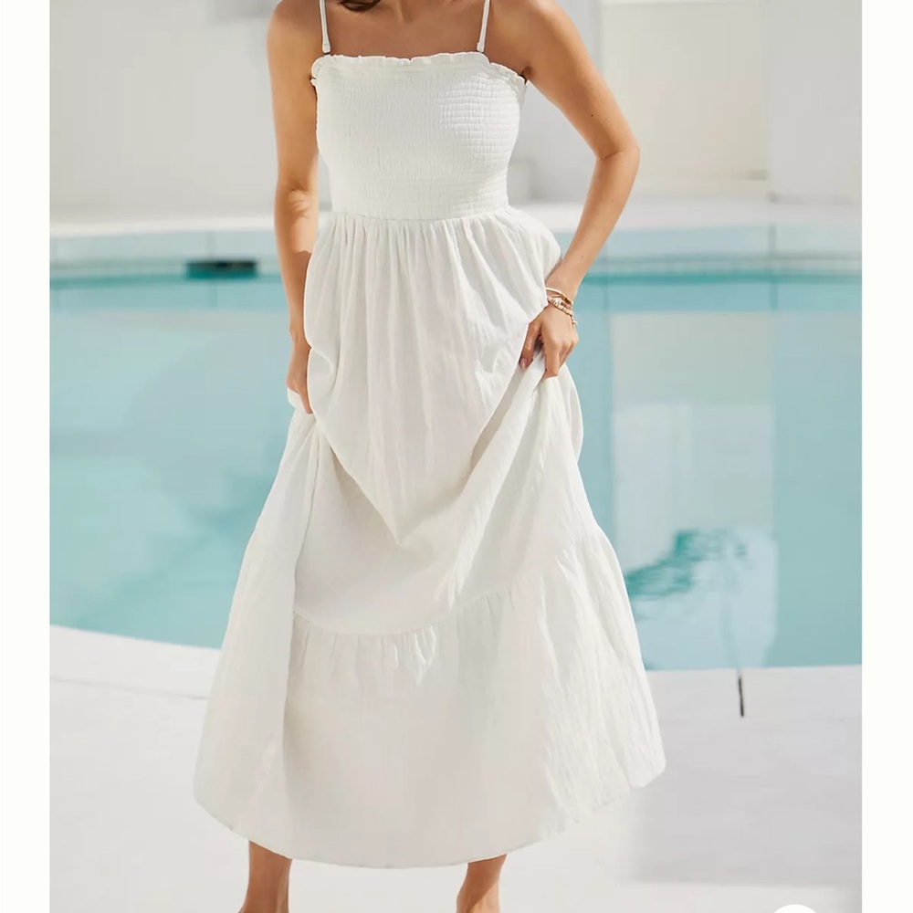 White smocked maxi dress